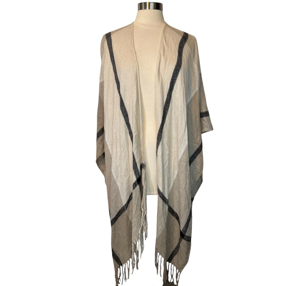 Three Dots One Size Cashmere Wool Blend Shawl Wrap Fringe